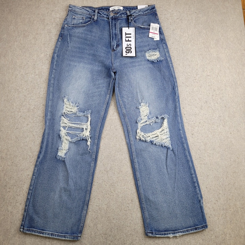 Almost Famous Jeans Womens Size‎ 13 90's Fit Distressed PT29X-KR NEW